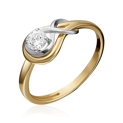 Кольцо с 1 бриллиантом из желтого золота 585 (арт. 78331)