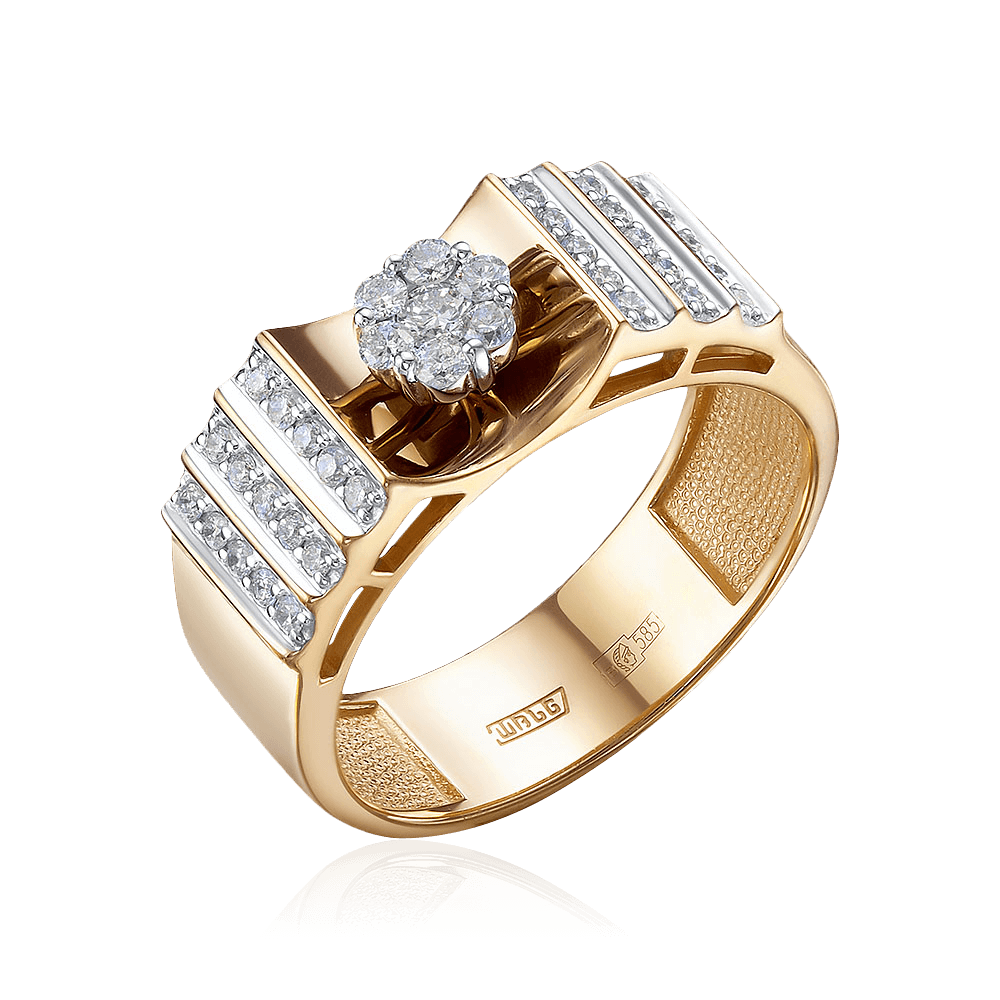 Кольцо с бриллиантами из комбинированного золота 585 пробы (арт. 97013)
