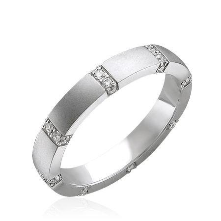 Обручальное кольцо с бриллиантами из белого золота 585 пробы (арт. 38978)