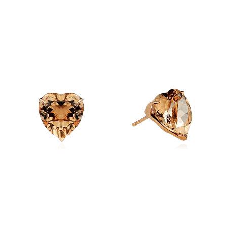 Серьги в виде сердец с кварцем из красного золота 585 пробы (арт. 99312)