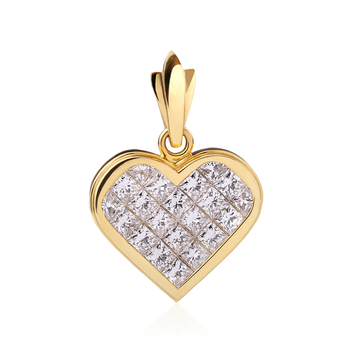 Кулон сердце с бриллиантами из желтого золота 750 пробы, фото № 1