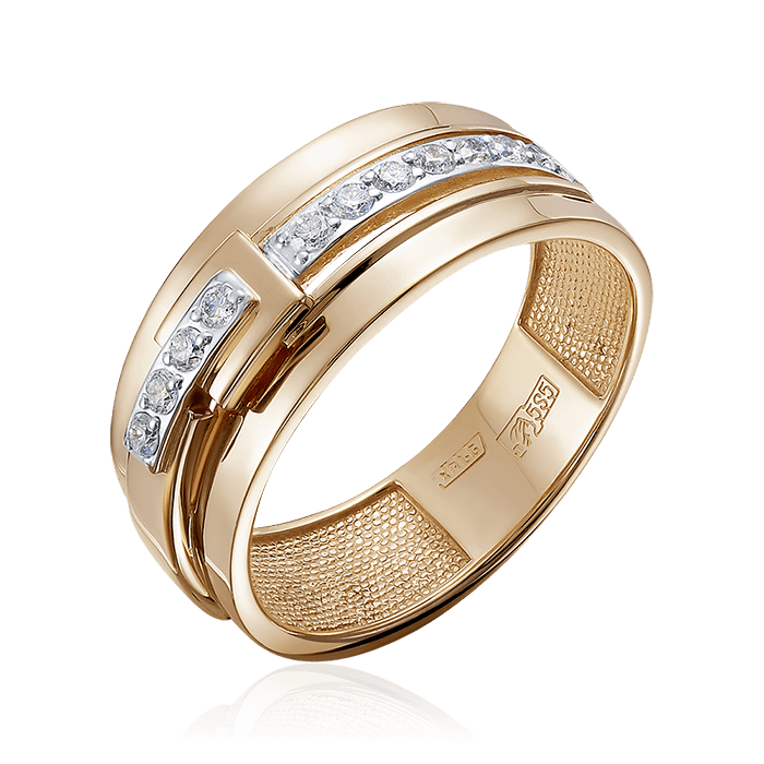 Кольцо с бриллиантами из красного золота 585 (арт. 80737)