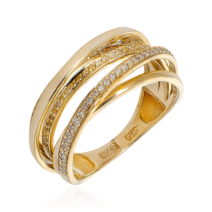 Кольцо с бриллиантами из желтого золота 585 (арт. 56201)