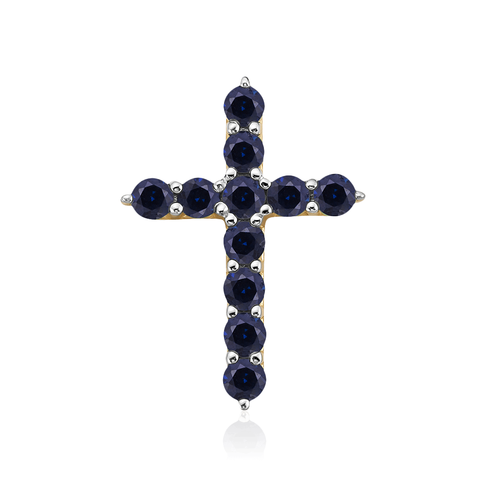 Крест с сапфиром из красного золота 585 пробы (арт. 105585)