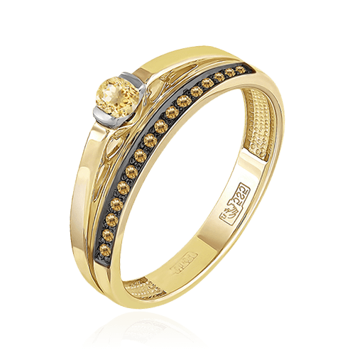 Кольцо с бриллиантами из желтого золота 585 (арт. 76819)