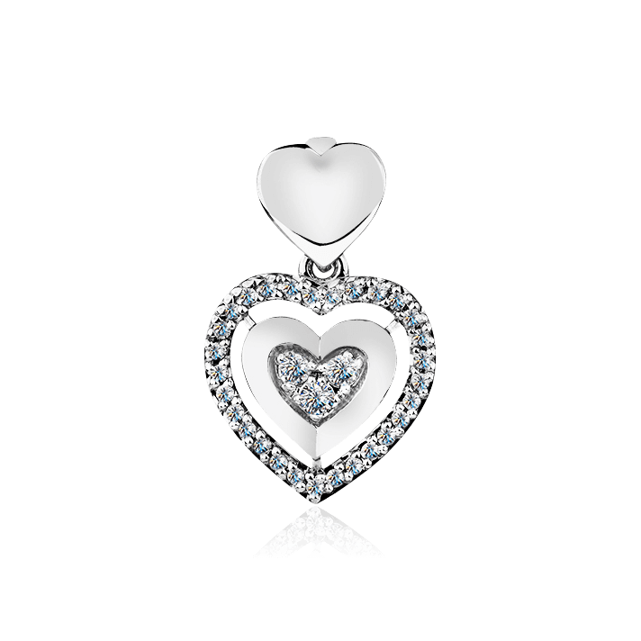 Подвеска сердце с бриллиантами из белого золота 585 пробы (арт. 95215)