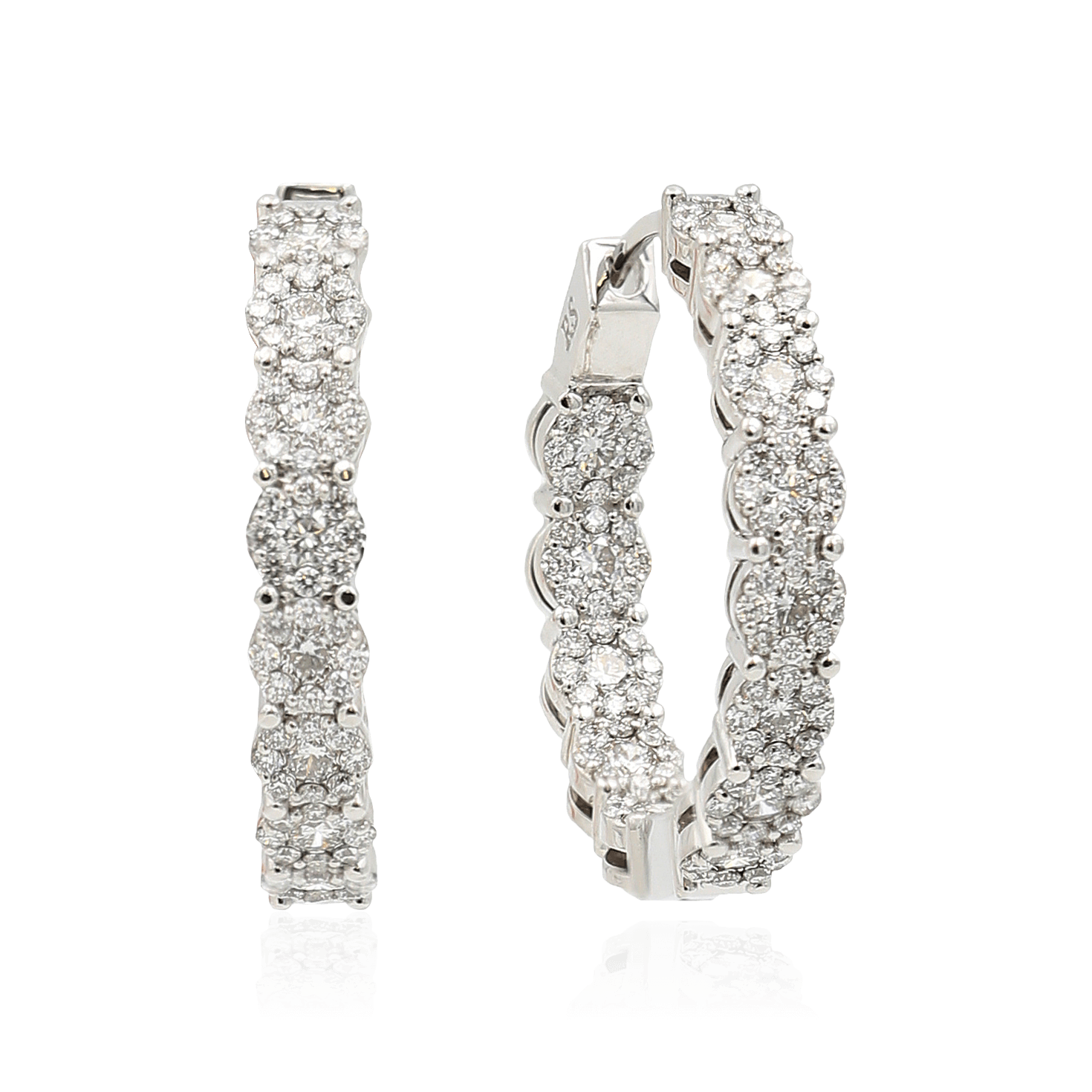 Серьги с бриллиантами из белого золота 750 пробы, фото № 1