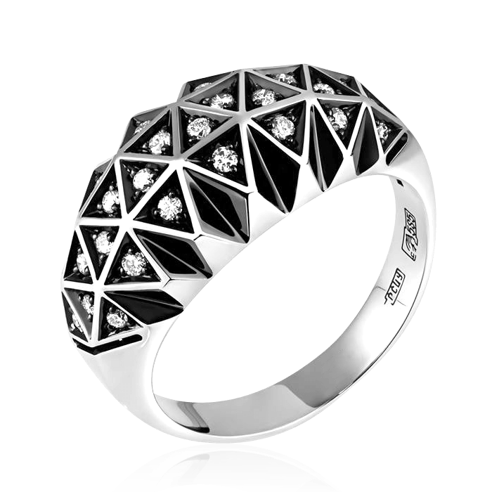 Кольцо с бриллиантами в белом золоте (арт. 35888)