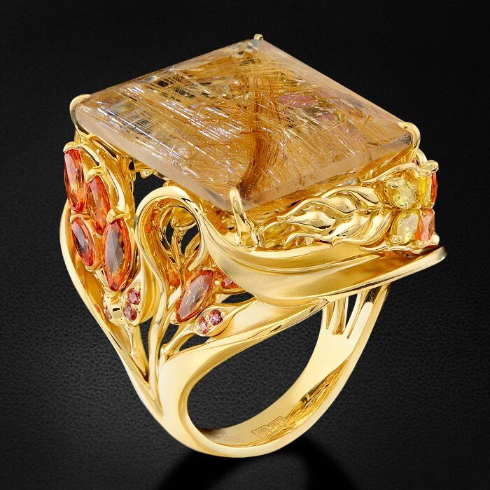 Кольцо Мышь-полевка с цветными камнями, эмалью и бриллиантами в комбинированном золоте 750 пробы, фото № 3