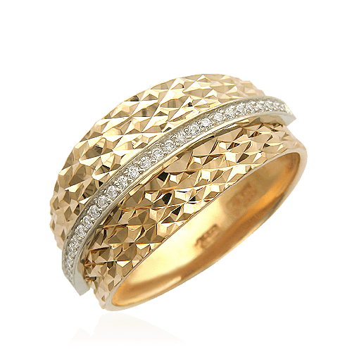 Кольцо с фианитами из золота 585 пробы
