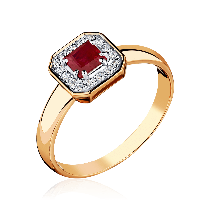 Кольцо с рубином, бриллиантами из красного золота 585 пробы (арт. 103247)