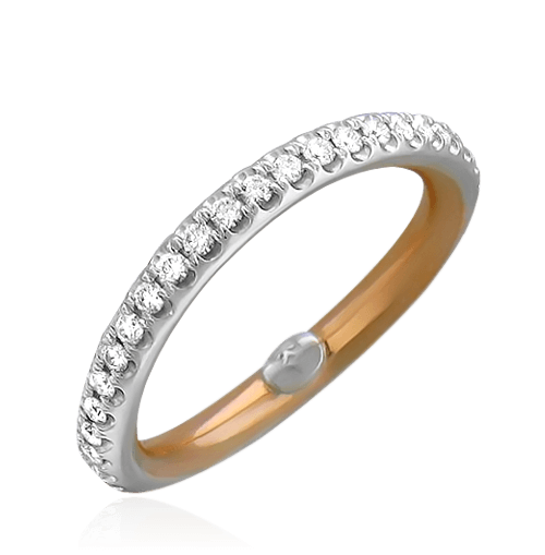 Обручальное кольцо с бриллиантами из комбинированного золота 750, фото № 1