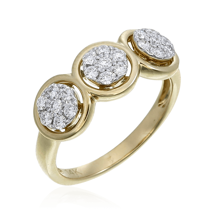 Кольцо с бриллиантами из желтого золота 585 (арт. 74816)