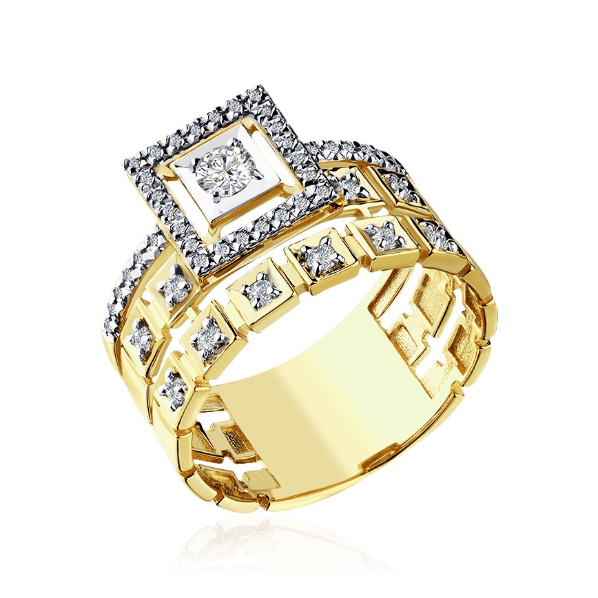 Кольцо с бриллиантами из желтого золота 585 пробы (арт. 99885)