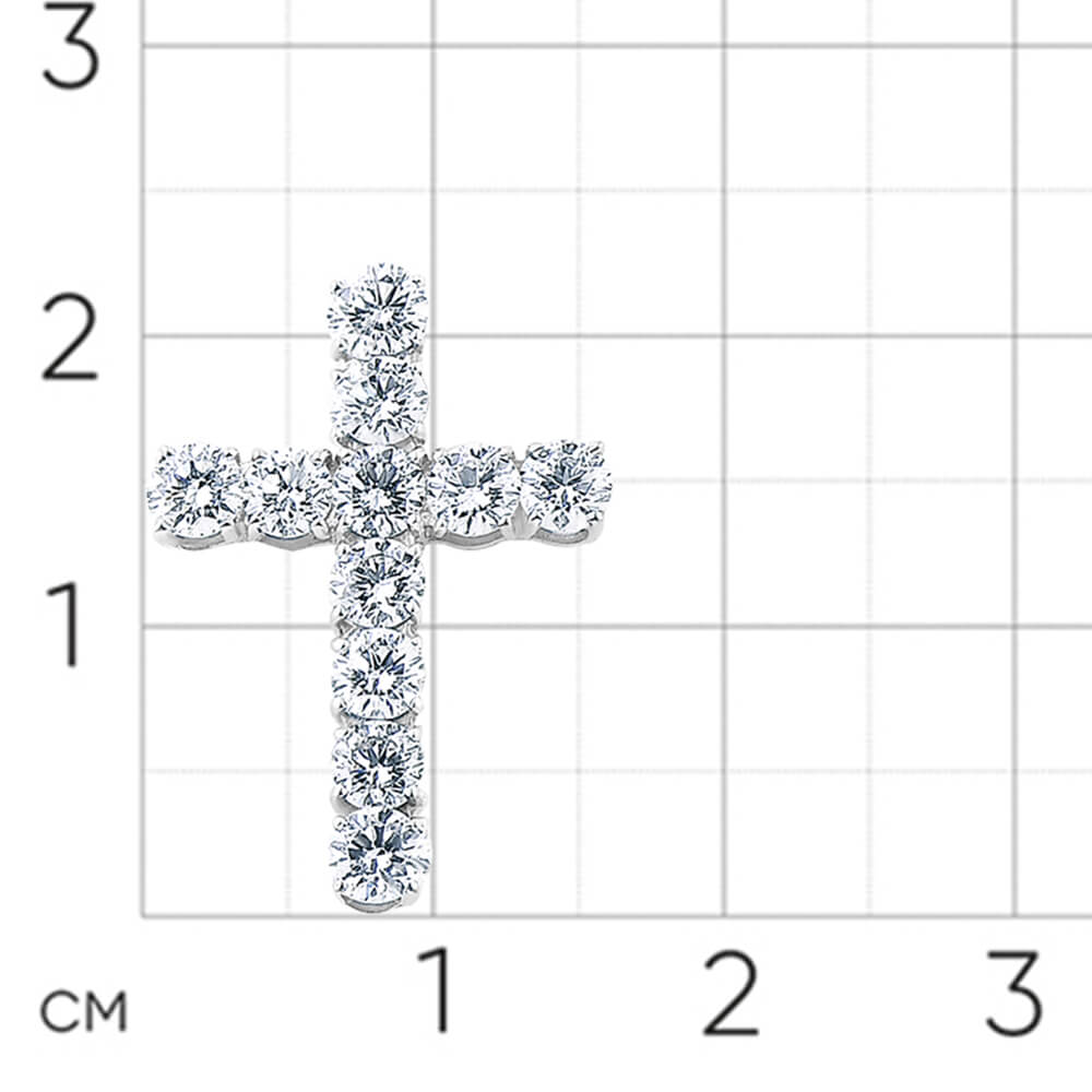 Крест с бриллиантами из белого золота 585 пробы, фото № 3