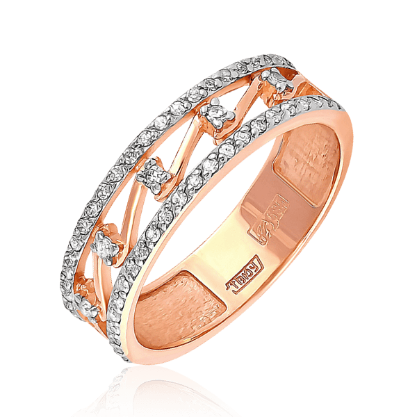 Обручальное кольцо с бриллиантами из красного золота 585, фото № 1