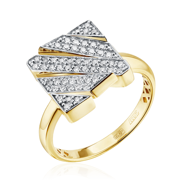 Кольцо с бриллиантами из желтого золота 585 пробы (арт. 100065)