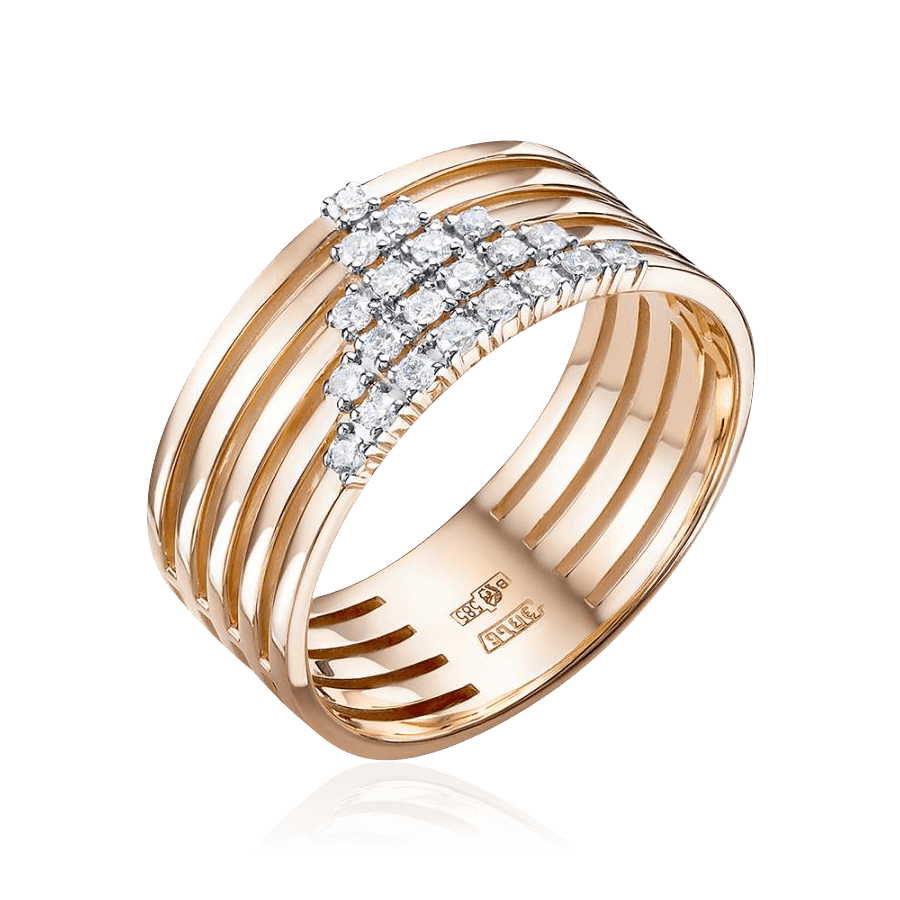 Кольцо с бриллиантами из комбинированного золота 585 пробы (арт. 104950)