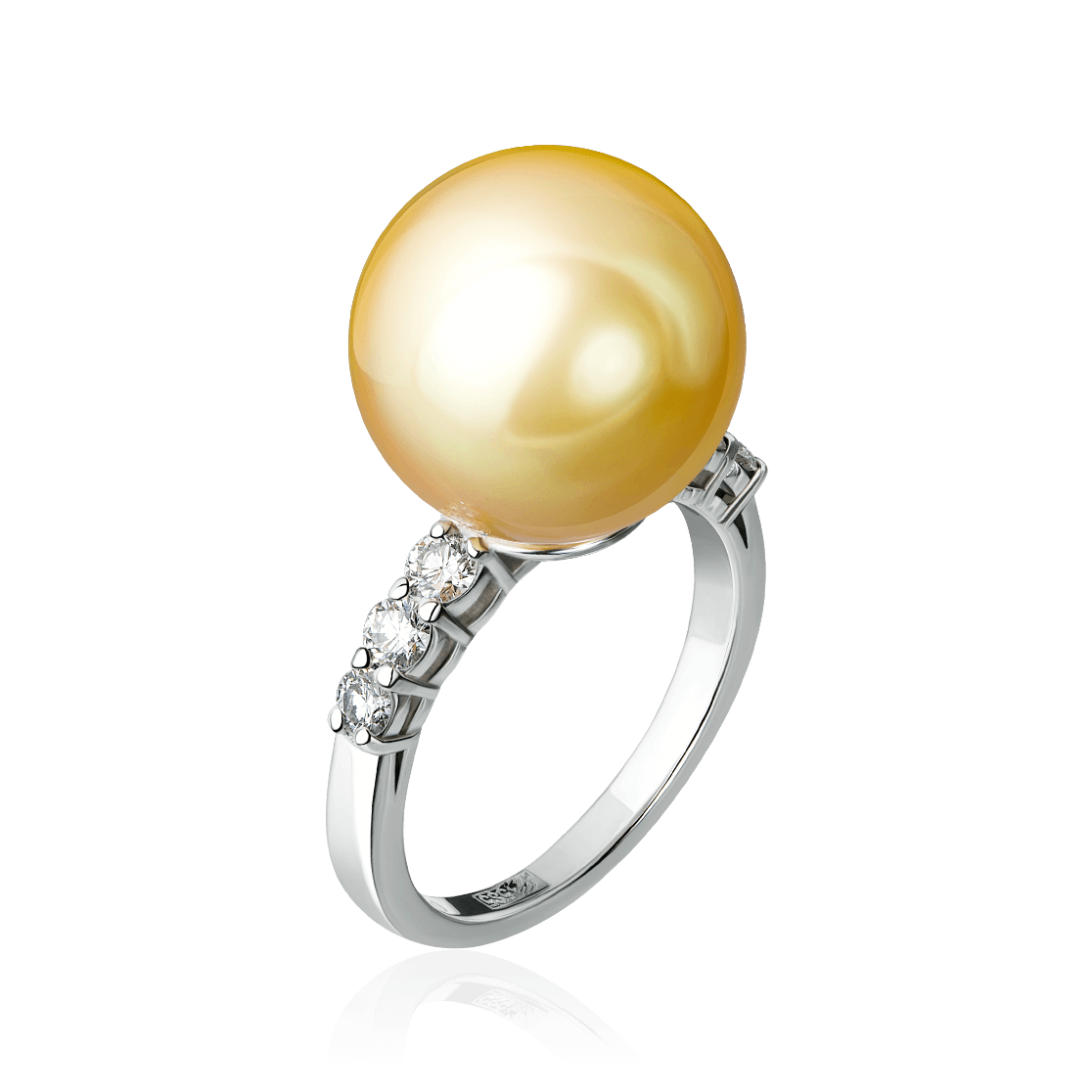 Кольцо с жемчугом, бриллиантами из белого золота 585 пробы, фото № 1