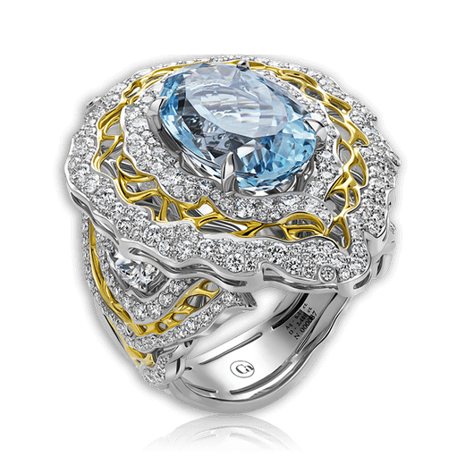 Аквамарин кольца с бриллиантами