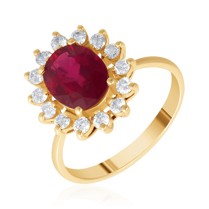 Кольцо рубин с бриллиантами