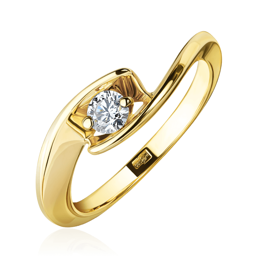 Кольцо с бриллиантами из желтого золота 585 пробы (арт. 105212)