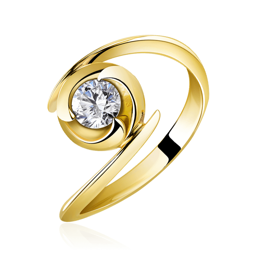 Кольцо с 1 бриллиантом из желтого золота 585 (арт. 90368)
