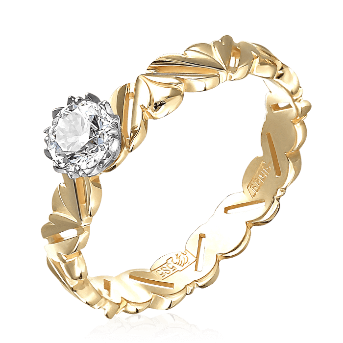 Кольцо с бриллиантами из желтого золота 585 (арт. 52220)