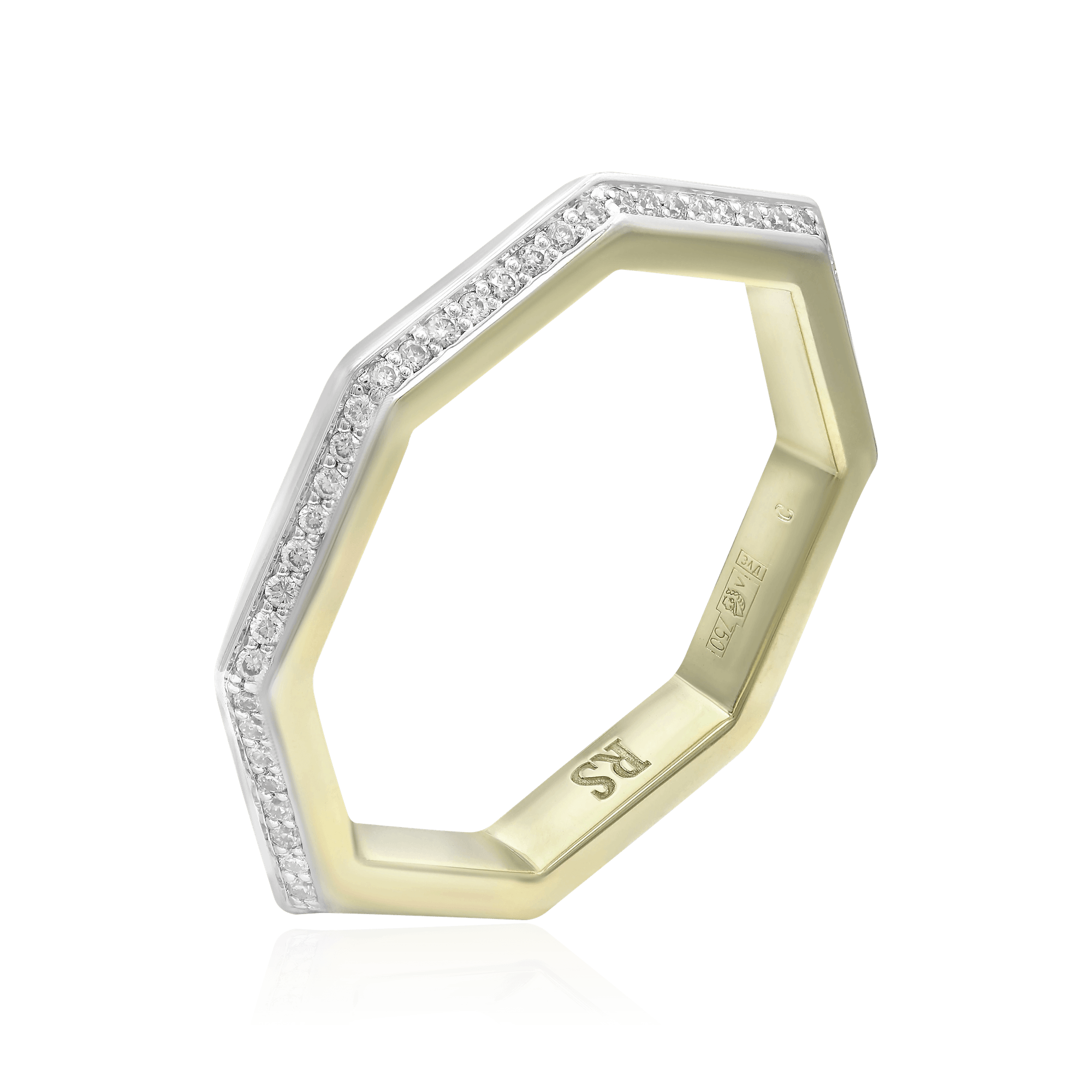 Кольцо с бриллиантами из желтого золота 750 пробы (арт. 100487)