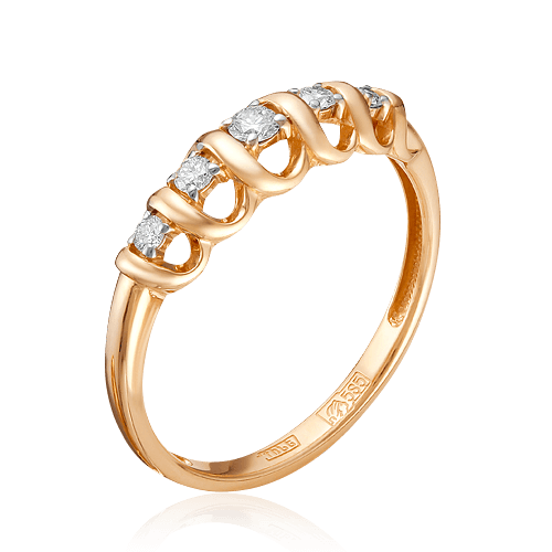 Кольцо с бриллиантами из красного золота 585 (арт. 49023)