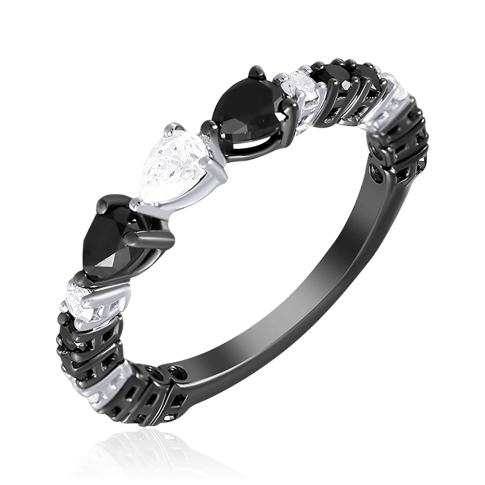 Кольцо с бриллиантами из черного золота 585, фото № 1
