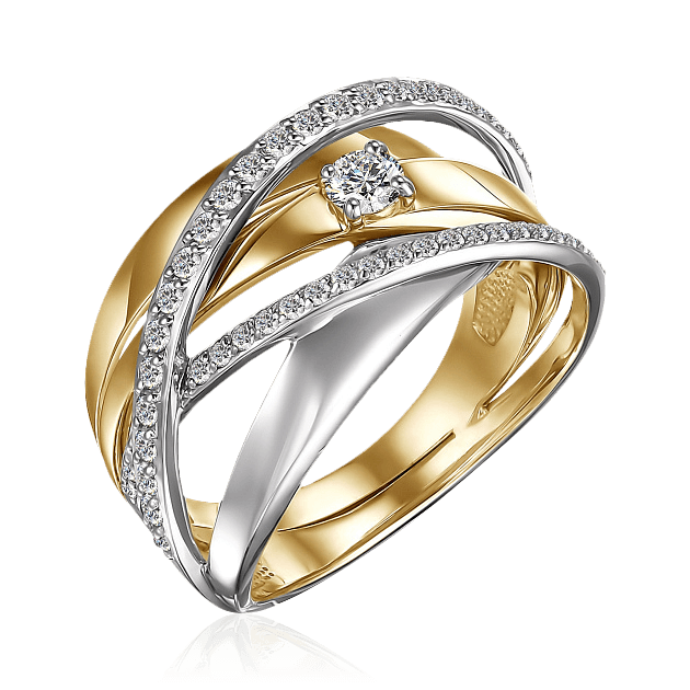 Кольцо с бриллиантами из желтого золота 585 пробы (арт. 101944)