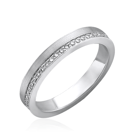 Обручальное кольцо с бриллиантами из белого золота 585 пробы, фото № 1