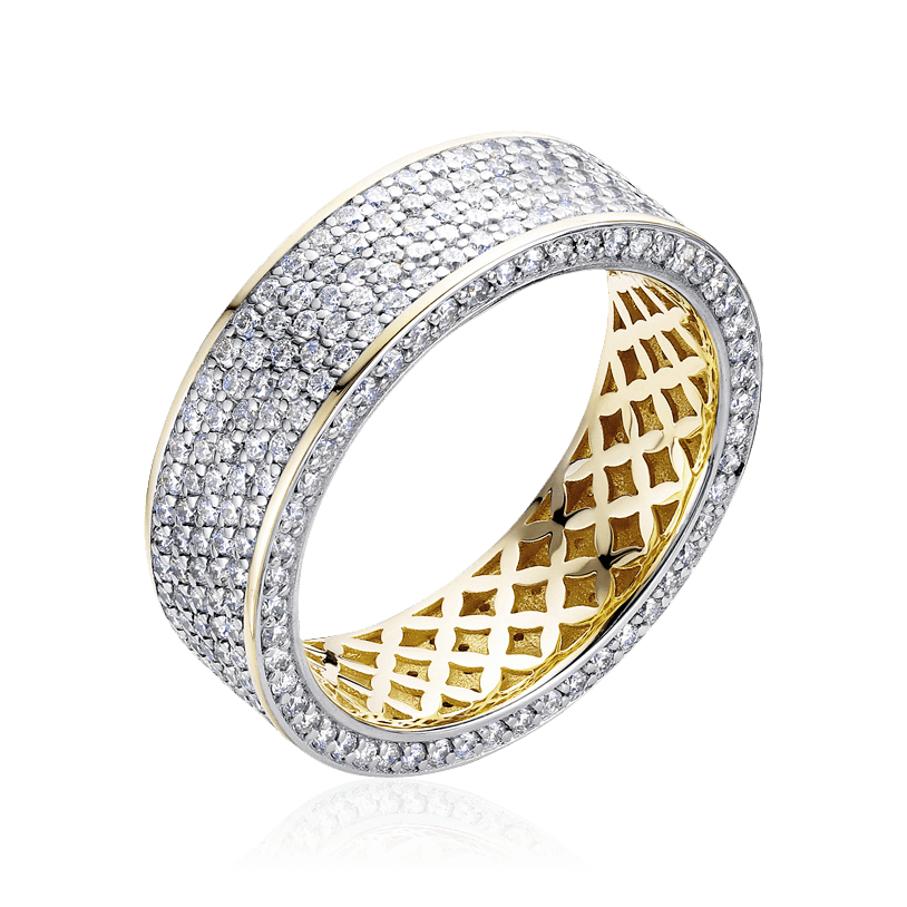 Кольцо с бриллиантами из желтого золота 585 пробы (арт. 101147)