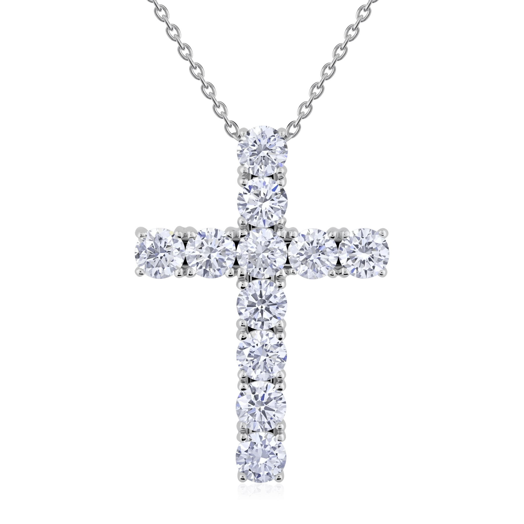 Крестик с бриллиантами из белого золота 585 пробы (арт. 90771)