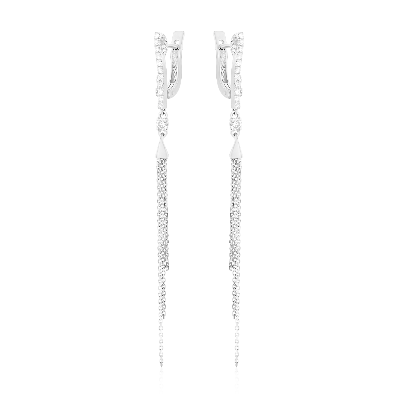 Серьги с бриллиантами из белого золота 585 пробы (арт. 104124)