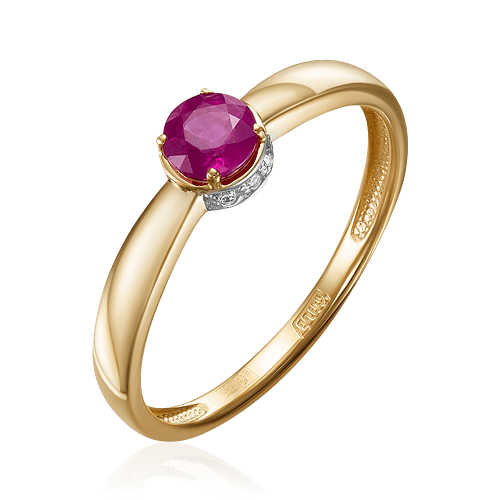 Кольцо с рубином, бриллиантами из красного золота 585 пробы (арт. 68159)