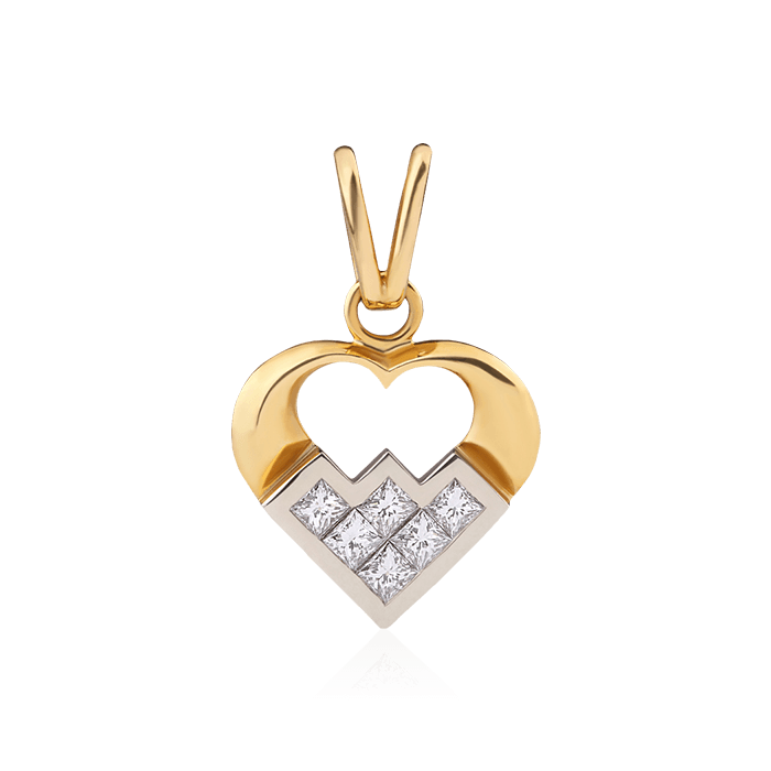 Кулон сердце с бриллиантами из желтого золота 750 пробы, фото № 1