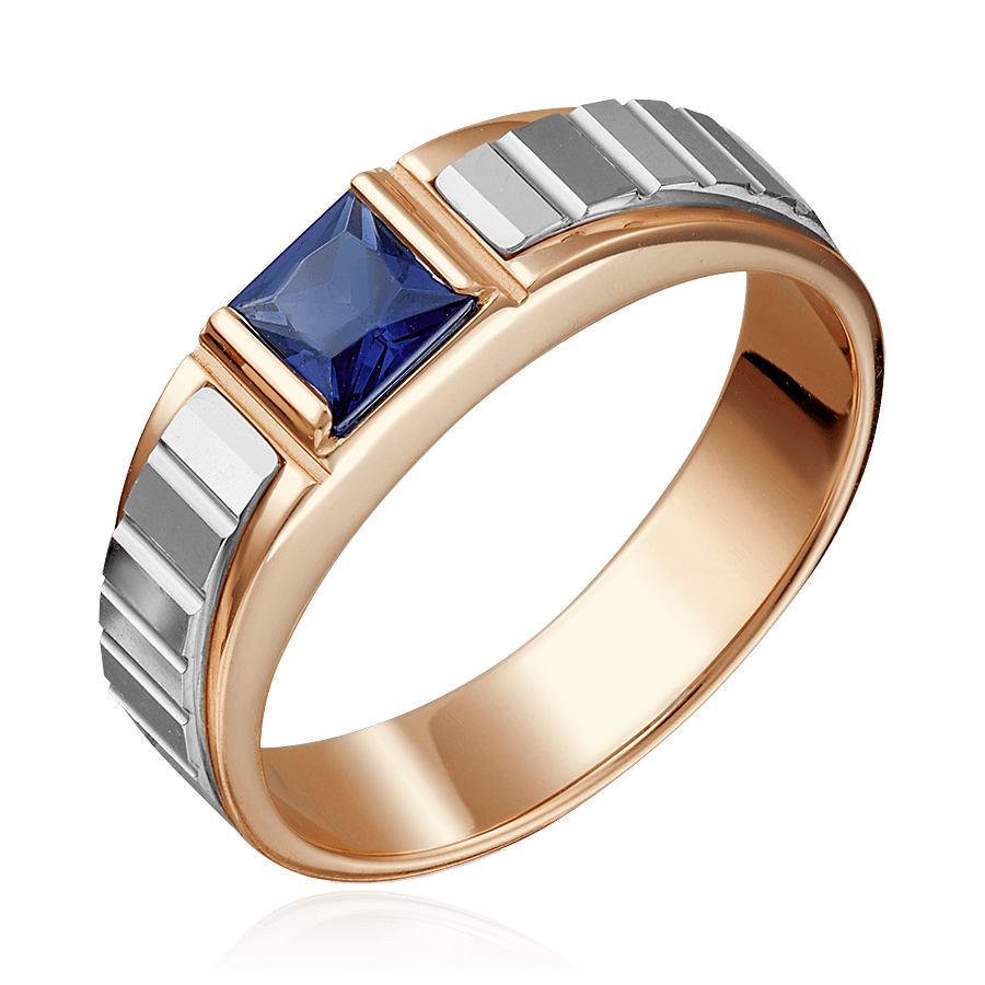 Мужское кольцо с сапфиром из красного золота 585 пробы, фото № 1