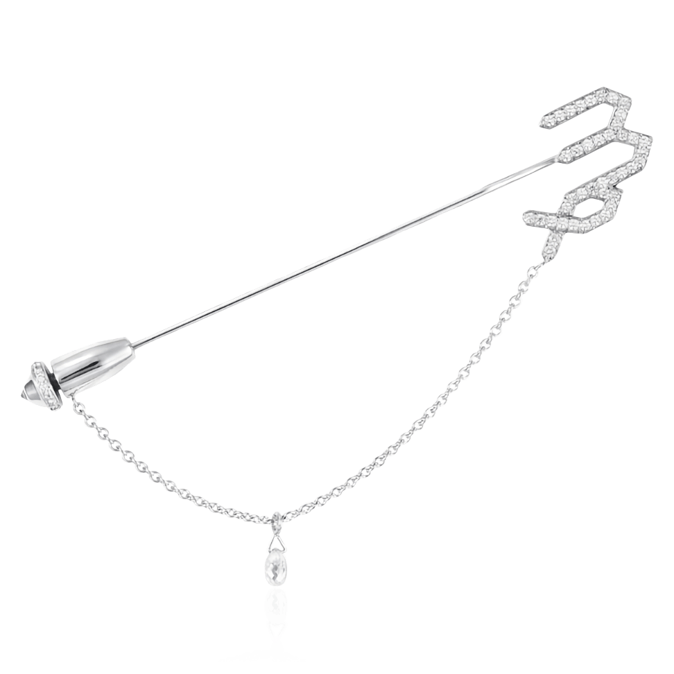 Брошь знак зодиака Дева с бриллиантами из белого золота 750 пробы (арт. 91531)