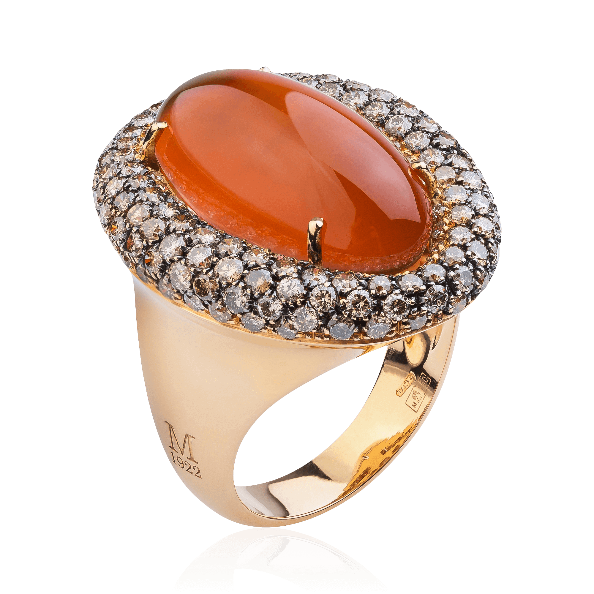 Кольцо MORAGLIONE с агатом, бриллиантами из комбинированного золота 750 пробы (арт. 34063)