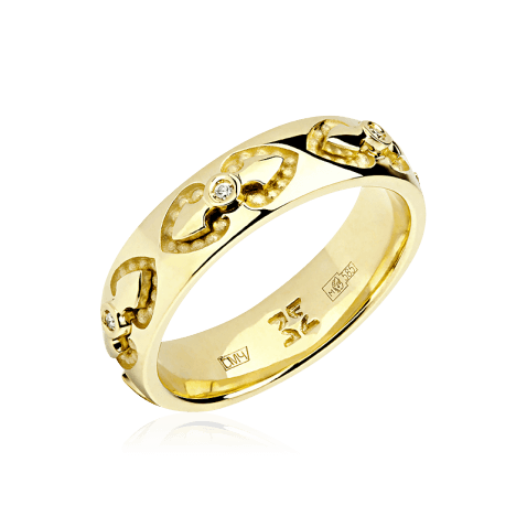 Обручальное кольцо с бриллиантами из желтого золота 585 пробы (арт. 65905)