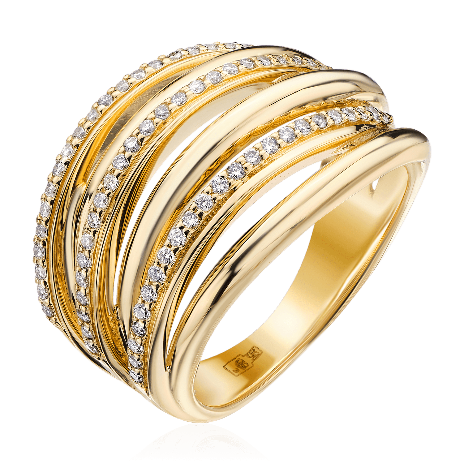Кольцо с бриллиантами из желтого золота 585 пробы (арт. 97102)