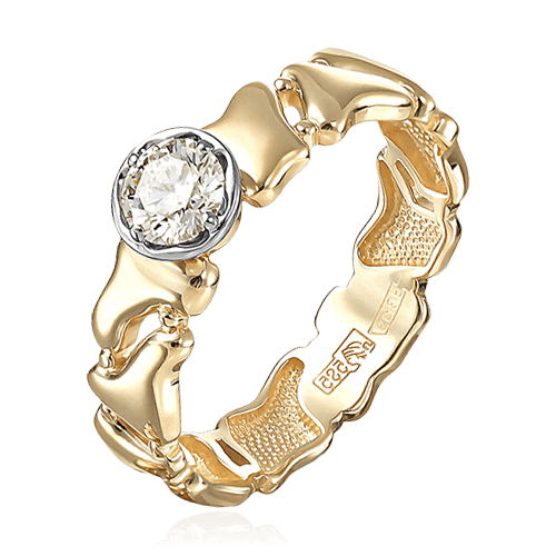 Кольцо с бриллиантами из желтого золота 585 (арт. 76828)