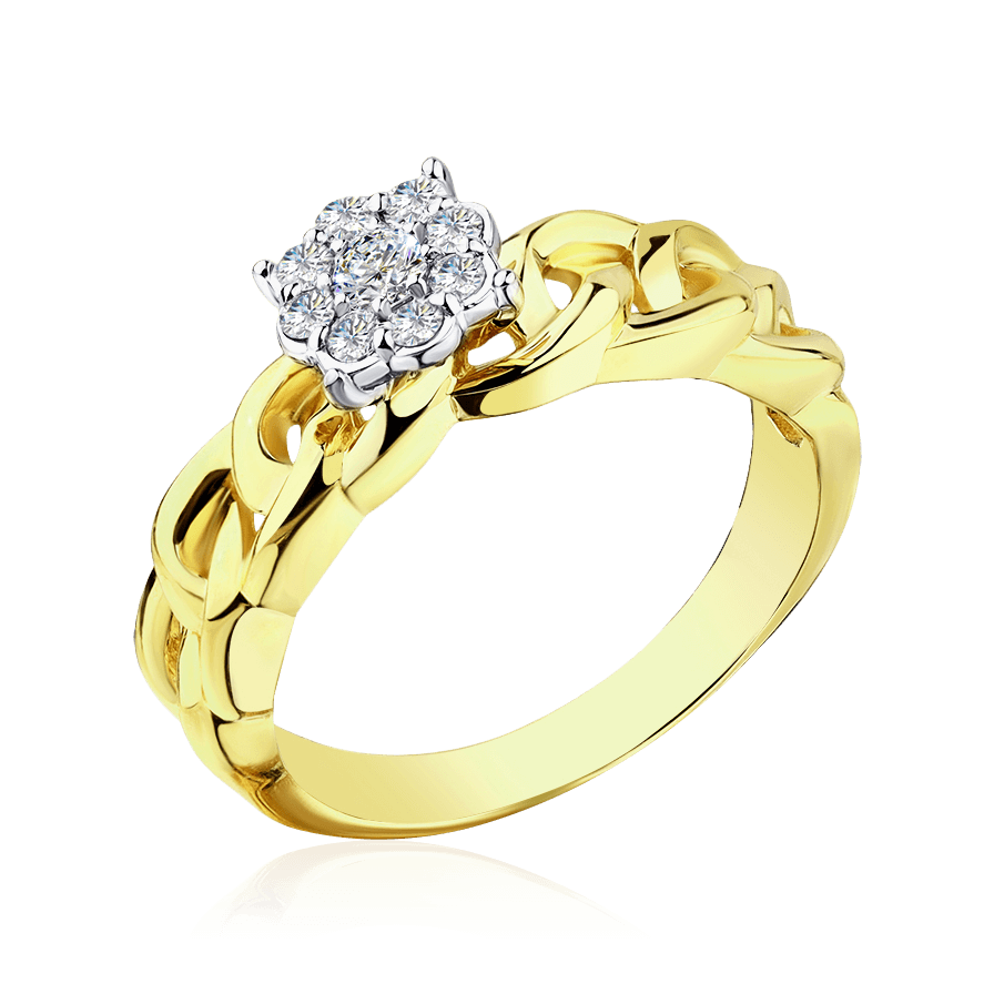 Кольцо с бриллиантами из желтого золота 585 пробы (арт. 103420)