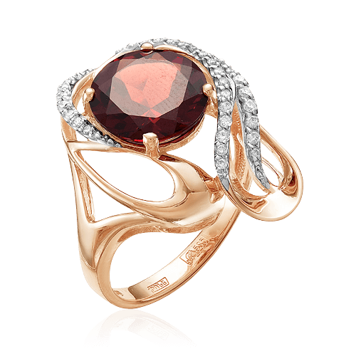 Кольцо с раухтопазом, бриллиантами из красного золота 585 пробы (арт. 52755)