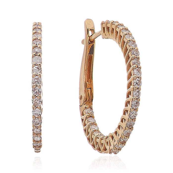 Серьги конго с бриллиантами из желтого золота 585 пробы, фото № 1