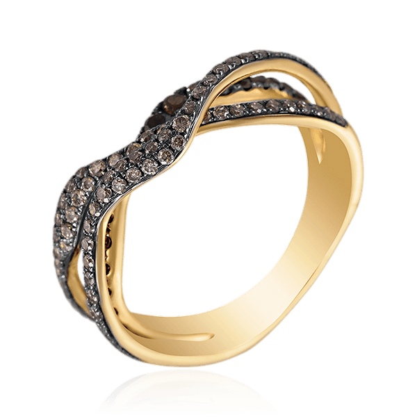 Кольцо с бриллиантами, раухтопазом из желтого золота 585 пробы (арт. 50721)