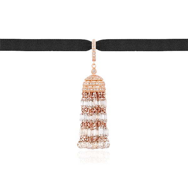 Кулон-кисть с бриллиантами из розового золота 750 пробы, фото № 1