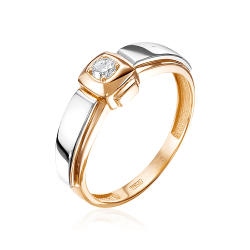 Мужское кольцо с бриллиантами из комбинированного золота 585 пробы (арт. 68050)